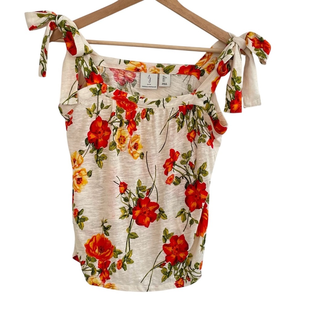 Joie Linen Blend Bow Floral Large Party Boho Garden Girl Cottagecore Beach Top